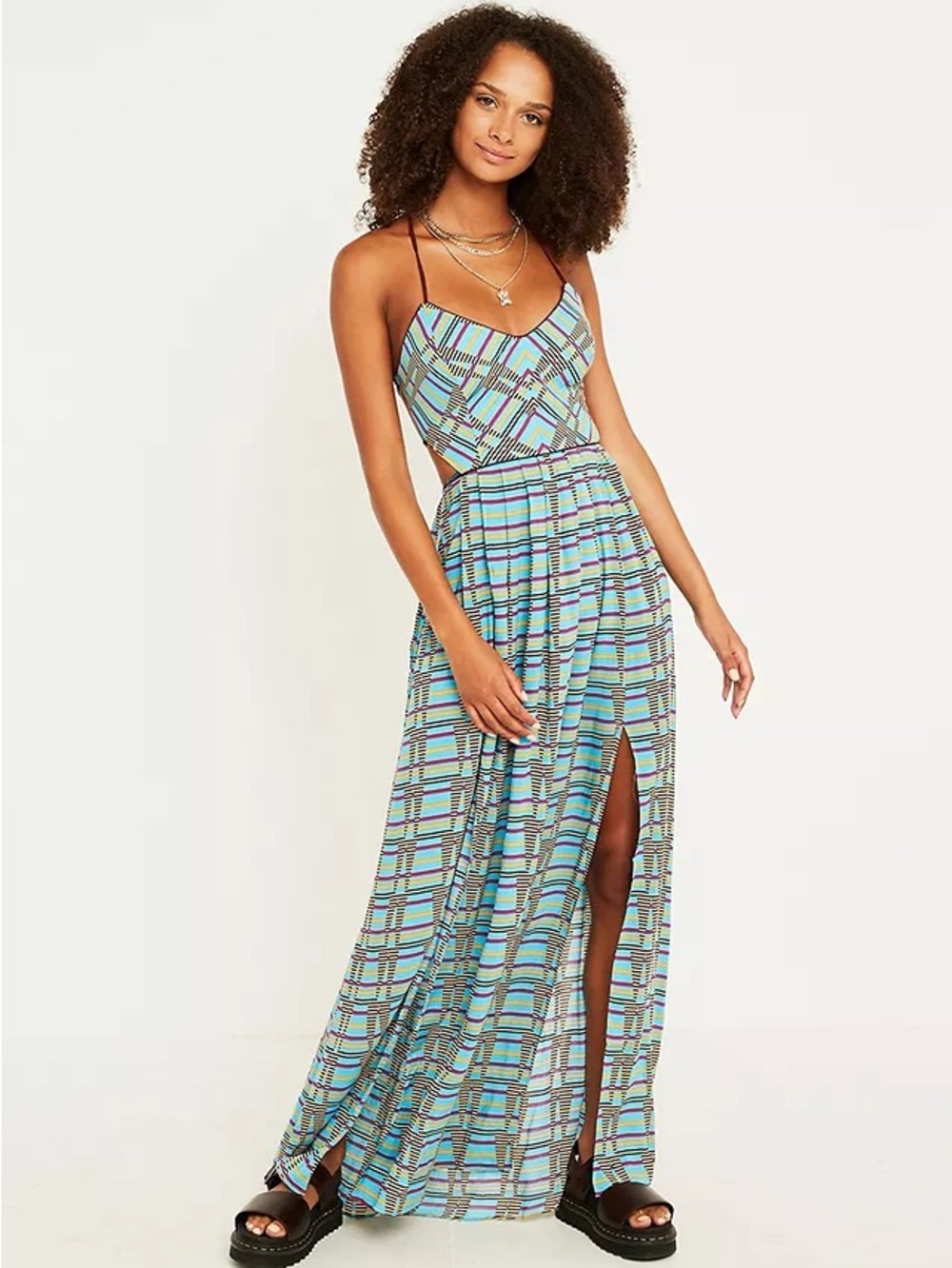 NWT Urban Outfitters Gia Lace-Up Maxi Dress